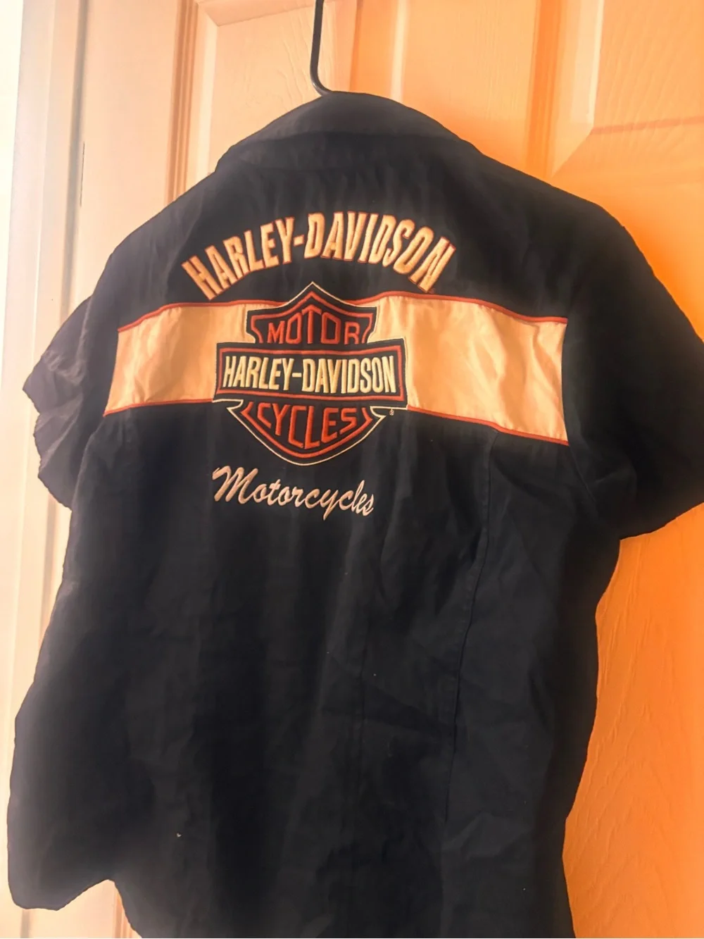 Harley-Davidson Black and Cream Embroidered Motorcycles Jacket